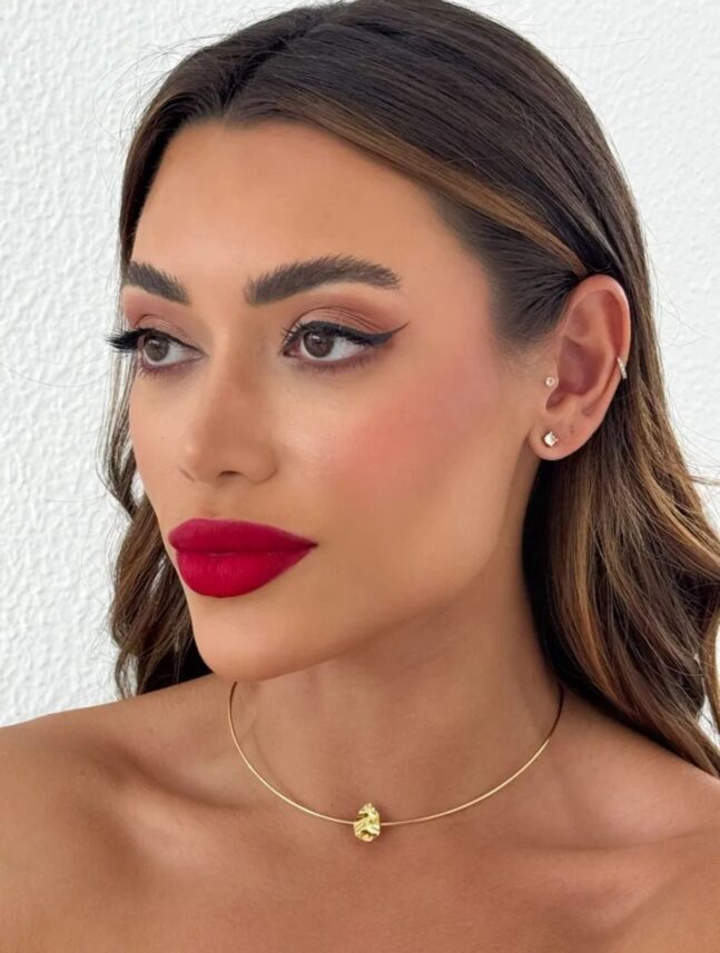 Choker Aro Folheado a Ouro 18k Gota Martelada