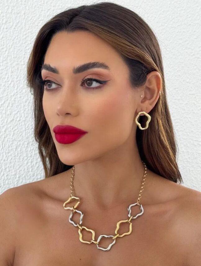 Conjunto Folheado a Ouro 18k e Prata Mix Banho