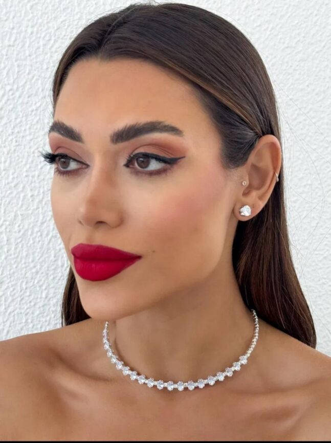 Conjunto Colar Aro e Brinco Prata Cravejado com Zirconias Ovais