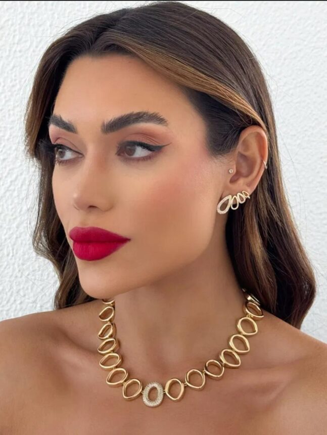 Conjunto Folheado a Ouro 18k Gota Vazada Com Micro Zircônia